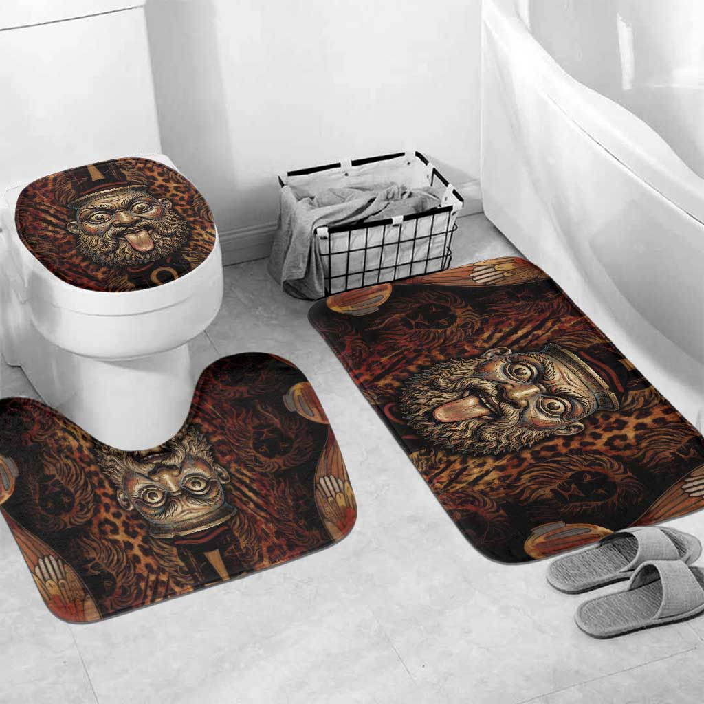Bes Ancient Egyptian Bathroom Set with Leopard Print Ankh and Eye of Horus Egyptian Deity Tribute - Wonder Print Shop