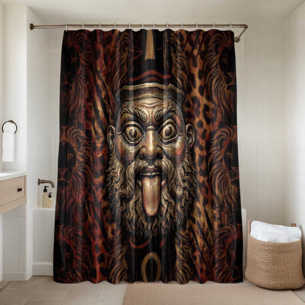 Bes Ancient Egyptian Bathroom Set with Leopard Print Ankh and Eye of Horus Egyptian Deity Tribute - Wonder Print Shop