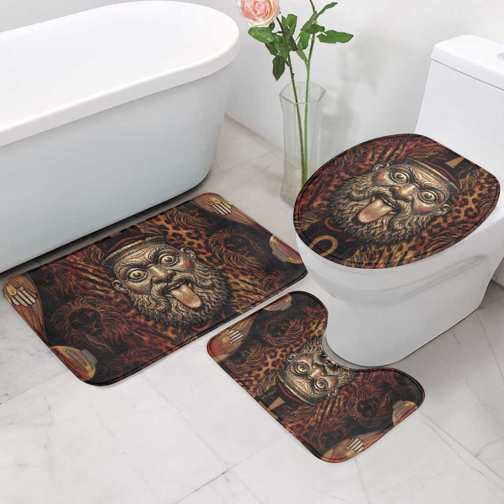 Bes Ancient Egyptian Bathroom Set with Leopard Print Ankh and Eye of Horus Egyptian Deity Tribute - Wonder Print Shop
