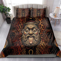 Bes Ancient Egyptian Bedding Set with Leopard Print Ankh and Eye of Horus Egyptian Deity Tribute - Wonder Print Shop