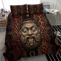 Bes Ancient Egyptian Bedding Set with Leopard Print Ankh and Eye of Horus Egyptian Deity Tribute - Wonder Print Shop