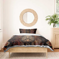 Bes Ancient Egyptian Bedding Set with Leopard Print Ankh and Eye of Horus Egyptian Deity Tribute - Wonder Print Shop