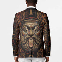 Bes Ancient Egyptian Blazer with Leopard Print Ankh and Eye of Horus Egyptian Deity Tribute - Wonder Print Shop