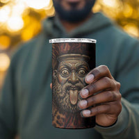Bes Ancient Egyptian 4 in 1 Can Cooler Tumbler with Leopard Print Ankh and Eye of Horus Egyptian Deity Tribute - Wonder Print Shop