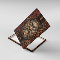Bes Ancient Egyptian Canvas Wall Art with Leopard Print Ankh and Eye of Horus Egyptian Deity Tribute - Wonder Print Shop