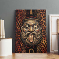 Bes Ancient Egyptian Canvas Wall Art with Leopard Print Ankh and Eye of Horus Egyptian Deity Tribute - Wonder Print Shop