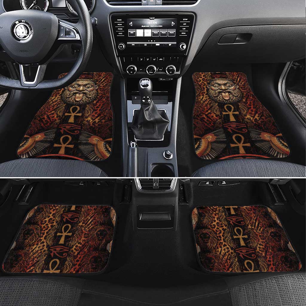 Bes Ancient Egyptian Car Mats with Leopard Print Ankh and Eye of Horus Egyptian Deity Tribute - Wonder Print Shop