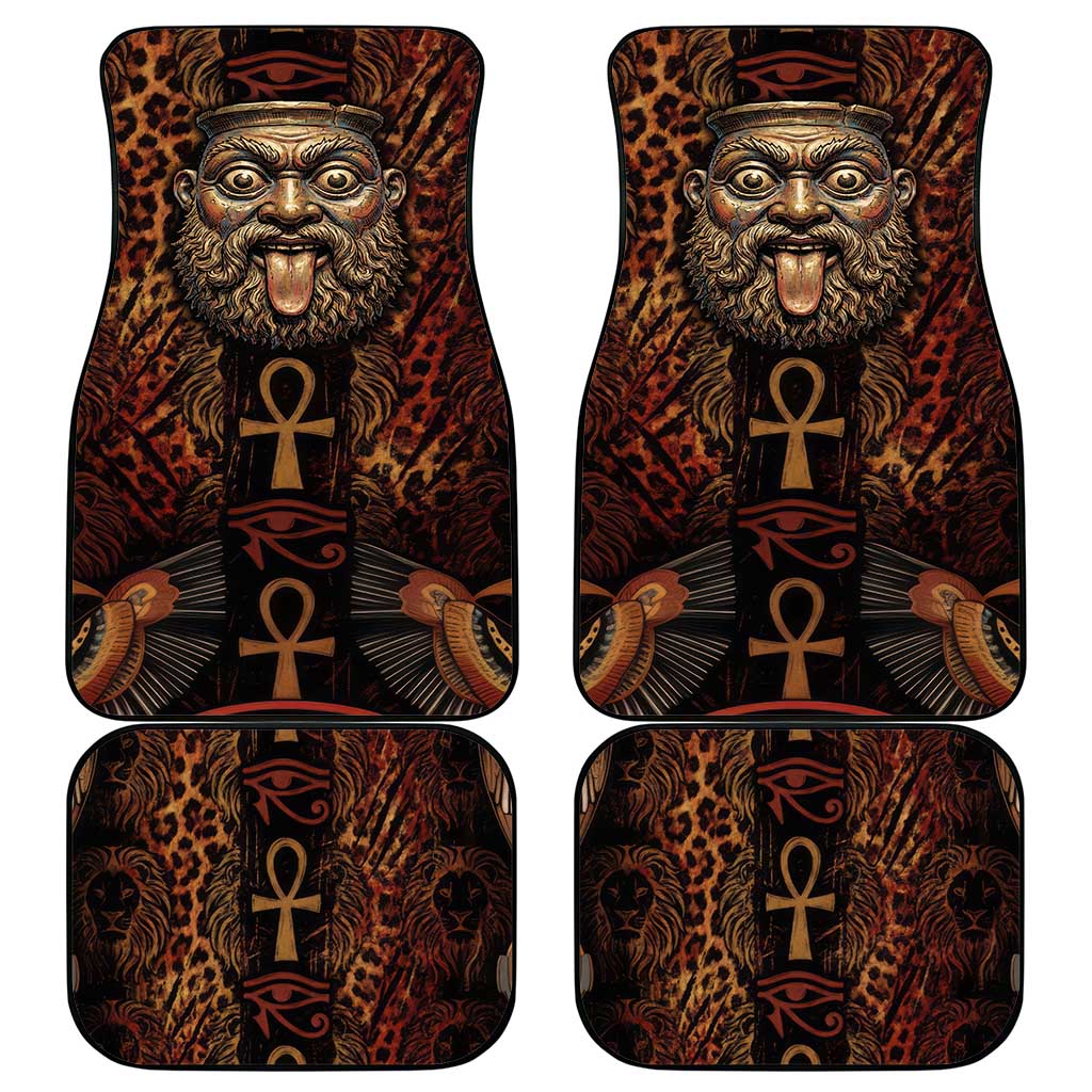 Bes Ancient Egyptian Car Mats with Leopard Print Ankh and Eye of Horus Egyptian Deity Tribute - Wonder Print Shop