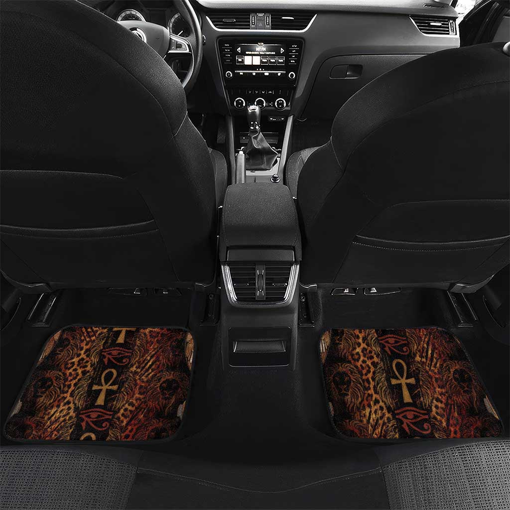 Bes Ancient Egyptian Car Mats with Leopard Print Ankh and Eye of Horus Egyptian Deity Tribute - Wonder Print Shop