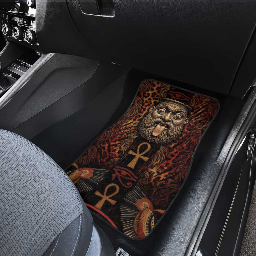 Bes Ancient Egyptian Car Mats with Leopard Print Ankh and Eye of Horus Egyptian Deity Tribute - Wonder Print Shop