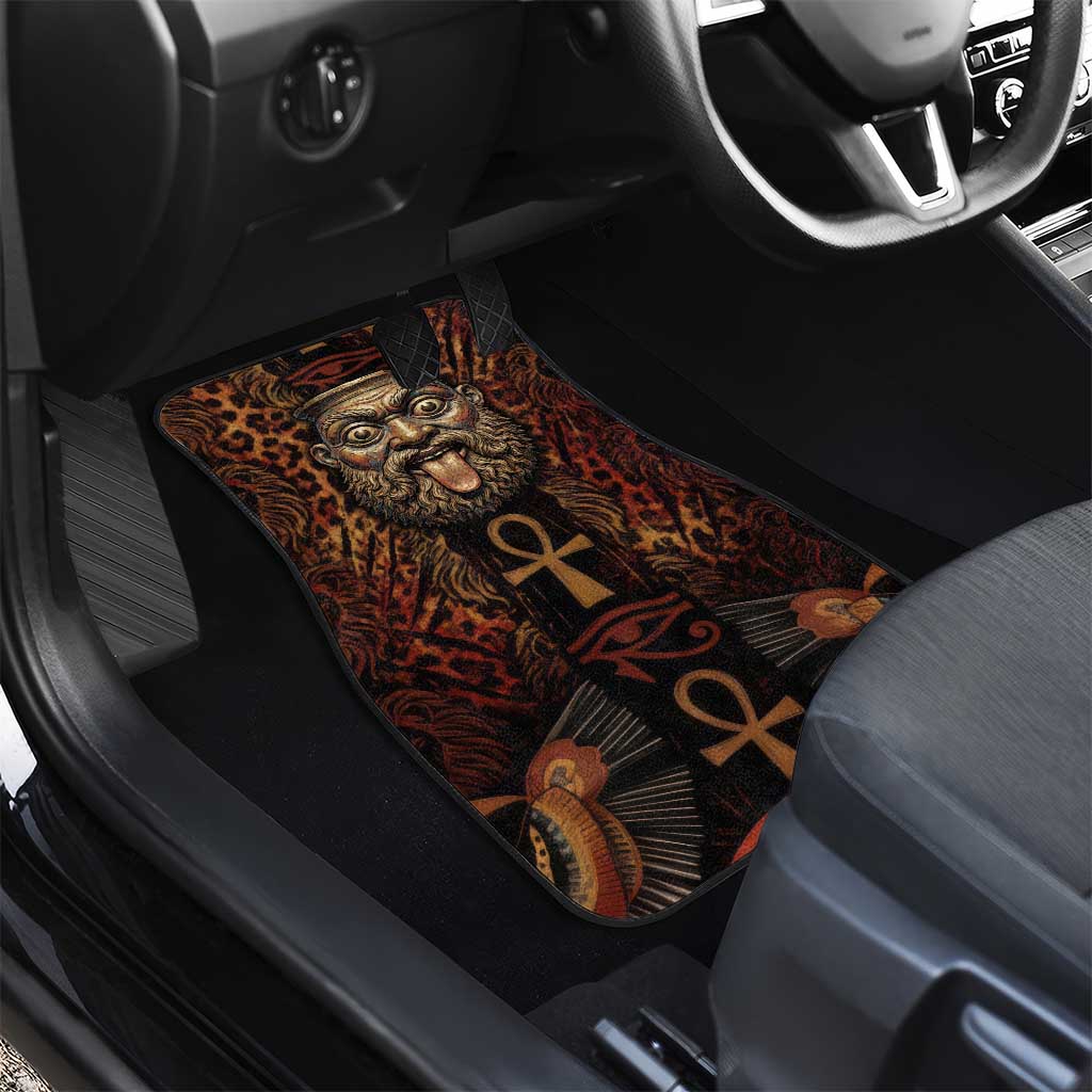 Bes Ancient Egyptian Car Mats with Leopard Print Ankh and Eye of Horus Egyptian Deity Tribute - Wonder Print Shop