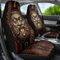 Bes Ancient Egyptian Car Seat Cover with Leopard Print Ankh and Eye of Horus Egyptian Deity Tribute - Wonder Print Shop