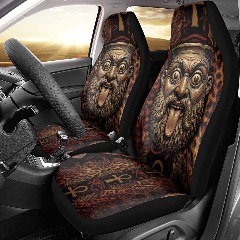 Bes Ancient Egyptian Car Seat Cover with Leopard Print Ankh and Eye of Horus Egyptian Deity Tribute - Wonder Print Shop