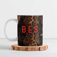 Bes Ancient Egyptian Ceramic Mug with Leopard Print Ankh and Eye of Horus Egyptian Deity Tribute - Wonder Print Shop