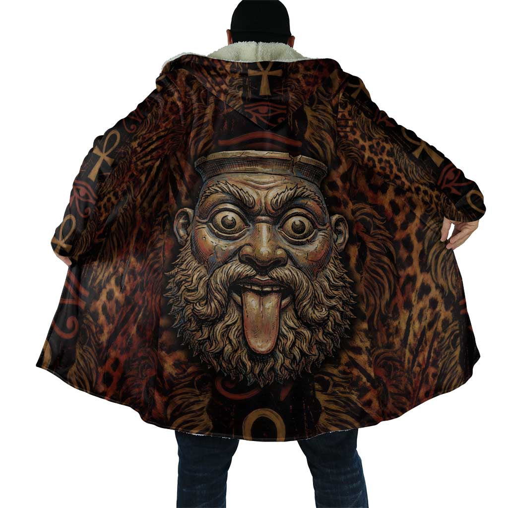 Bes Ancient Egyptian Cloak with Leopard Print Ankh and Eye of Horus Egyptian Deity Tribute - Wonder Print Shop