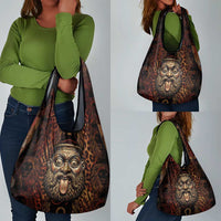 Bes Ancient Egyptian Grocery Bag with Leopard Print Ankh and Eye of Horus Egyptian Deity Tribute - Wonder Print Shop