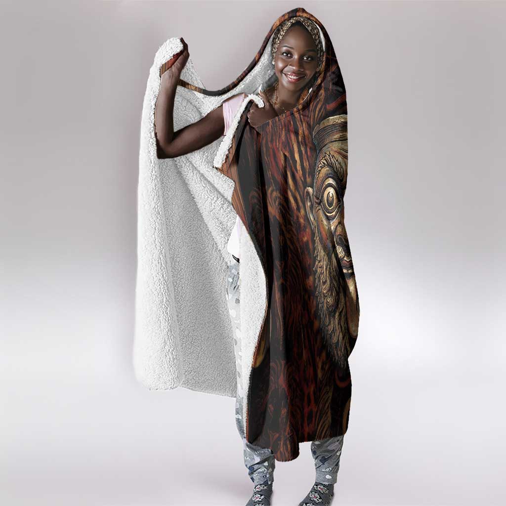 Bes Ancient Egyptian Hooded Blanket with Leopard Print Ankh and Eye of Horus Egyptian Deity Tribute - Wonder Print Shop