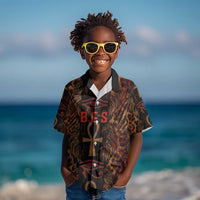 Bes Ancient Egyptian Kid Hawaiian Shirt with Leopard Print Ankh and Eye of Horus Egyptian Deity Tribute - Wonder Print Shop