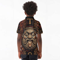 Bes Ancient Egyptian Kid Polo Shirt with Leopard Print Ankh and Eye of Horus Egyptian Deity Tribute - Wonder Print Shop