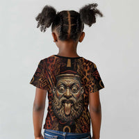 Bes Ancient Egyptian Kid T shirt with Leopard Print Ankh and Eye of Horus Egyptian Deity Tribute - Wonder Print Shop