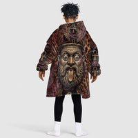 Bes Ancient Egyptian Kid Wearable Blanket Hoodie with Leopard Print Ankh and Eye of Horus Egyptian Deity Tribute - Wonder Print Shop