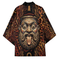 Bes Ancient Egyptian Kimono with Leopard Print Ankh and Eye of Horus Egyptian Deity Tribute - Wonder Print Shop