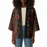 Bes Ancient Egyptian Kimono with Leopard Print Ankh and Eye of Horus Egyptian Deity Tribute - Wonder Print Shop
