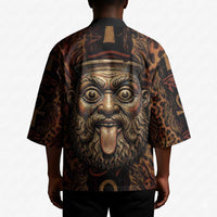 Bes Ancient Egyptian Kimono with Leopard Print Ankh and Eye of Horus Egyptian Deity Tribute - Wonder Print Shop
