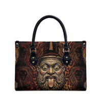 Bes Ancient Egyptian Leather Bag with Leopard Print Ankh and Eye of Horus Egyptian Deity Tribute - Wonder Print Shop