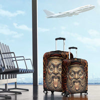 Bes Ancient Egyptian Luggage Cover with Leopard Print Ankh and Eye of Horus Egyptian Deity Tribute - Wonder Print Shop