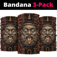 Bes Ancient Egyptian Neck Gaiter with Leopard Print Ankh and Eye of Horus Egyptian Deity Tribute - Wonder Print Shop