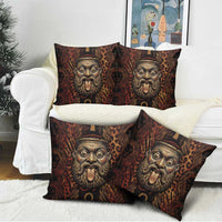 Bes Ancient Egyptian Pillow Cover with Leopard Print Ankh and Eye of Horus Egyptian Deity Tribute - Wonder Print Shop