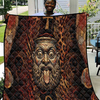 Bes Ancient Egyptian Quilt with Leopard Print Ankh and Eye of Horus Egyptian Deity Tribute - Wonder Print Shop