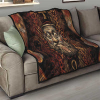 Bes Ancient Egyptian Quilt with Leopard Print Ankh and Eye of Horus Egyptian Deity Tribute - Wonder Print Shop