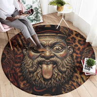Bes Ancient Egyptian Round Carpet with Leopard Print Ankh and Eye of Horus Egyptian Deity Tribute - Wonder Print Shop