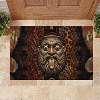 Bes Ancient Egyptian Rubber Doormat with Leopard Print Ankh and Eye of Horus Egyptian Deity Tribute - Wonder Print Shop