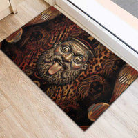 Bes Ancient Egyptian Rubber Doormat with Leopard Print Ankh and Eye of Horus Egyptian Deity Tribute - Wonder Print Shop