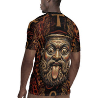 Bes Ancient Egyptian Rugby Jersey with Leopard Print Ankh and Eye of Horus Egyptian Deity Tribute - Wonder Print Shop