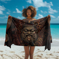 Bes Ancient Egyptian Sarong with Leopard Print Ankh and Eye of Horus Egyptian Deity Tribute - Wonder Print Shop