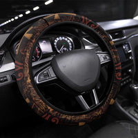 Bes Ancient Egyptian Steering Wheel Cover with Leopard Print Ankh and Eye of Horus Egyptian Deity Tribute - Wonder Print Shop