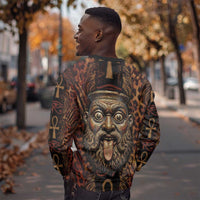 Bes Ancient Egyptian Sweatshirt with Leopard Print Ankh and Eye of Horus Egyptian Deity Tribute - Wonder Print Shop