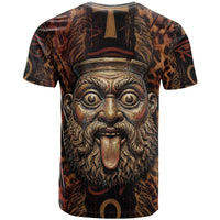 Bes Ancient Egyptian T shirt with Leopard Print Ankh and Eye of Horus Egyptian Deity Tribute - Wonder Print Shop