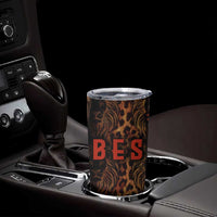 Bes Ancient Egyptian Tumbler Cup with Leopard Print Ankh and Eye of Horus Egyptian Deity Tribute - Wonder Print Shop