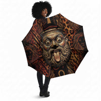 Bes Ancient Egyptian Umbrella with Leopard Print Ankh and Eye of Horus Egyptian Deity Tribute - Wonder Print Shop