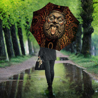 Bes Ancient Egyptian Umbrella with Leopard Print Ankh and Eye of Horus Egyptian Deity Tribute - Wonder Print Shop