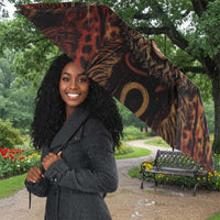 Bes Ancient Egyptian Umbrella with Leopard Print Ankh and Eye of Horus Egyptian Deity Tribute - Wonder Print Shop