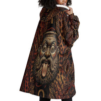 Bes Ancient Egyptian Wearable Blanket Hoodie with Leopard Print Ankh and Eye of Horus Egyptian Deity Tribute - Wonder Print Shop