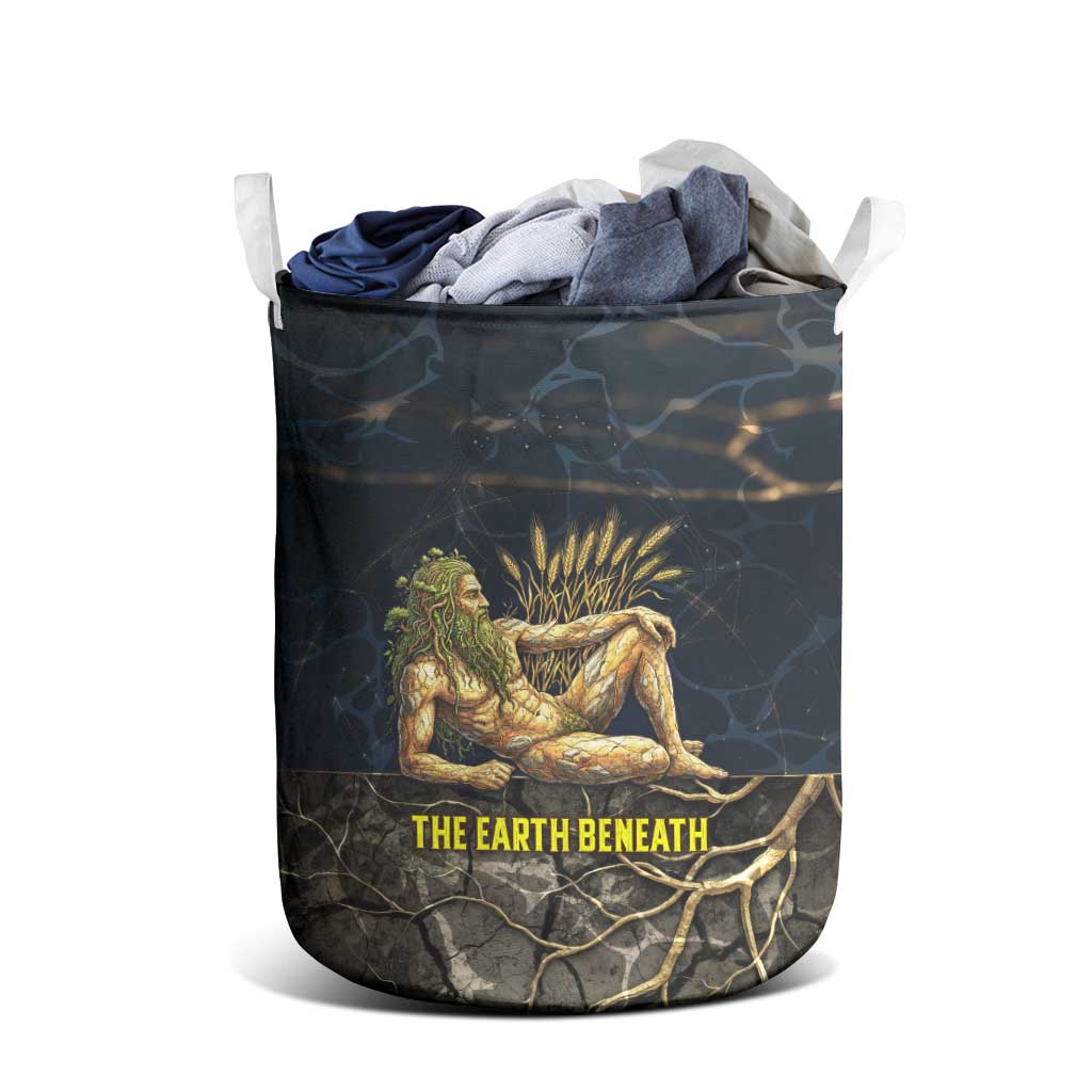 Geb Laundry Basket Ancient Egyptian Cracked Earth and Wheat Illustration Egyptian Earth God - Wonder Print Shop