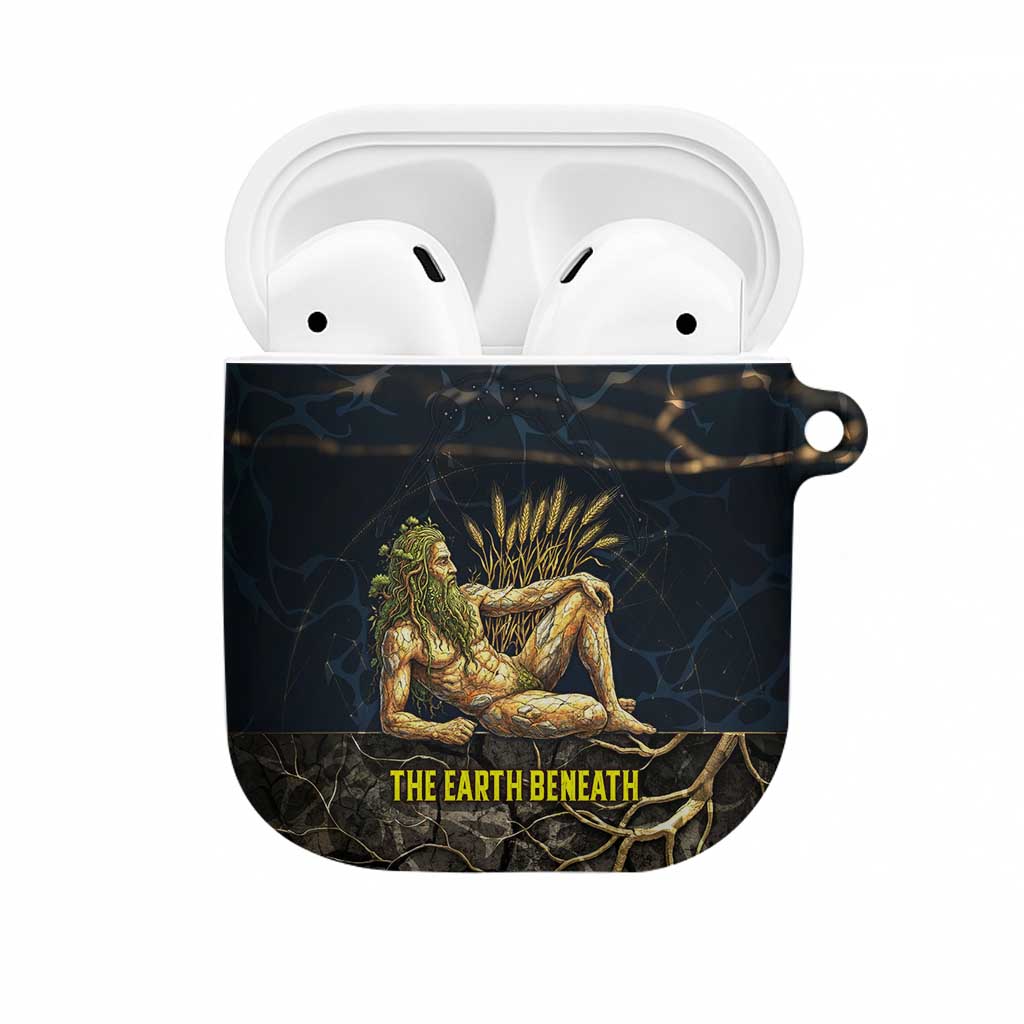 Geb AirPods Case Ancient Egyptian Cracked Earth and Wheat Illustration Egyptian Earth God - Wonder Print Shop