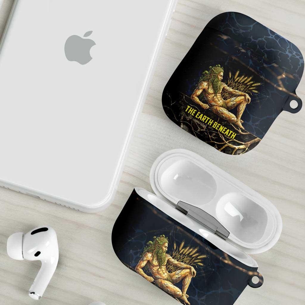 Geb AirPods Case Ancient Egyptian Cracked Earth and Wheat Illustration Egyptian Earth God - Wonder Print Shop